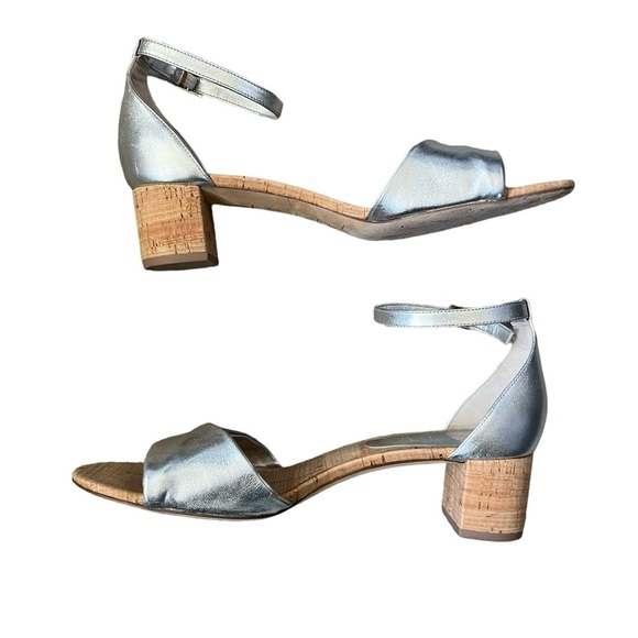 Diane Von Furstenberg FLORENCE METALLIC NAPPA LEATHER SANDALS IN SILVER Size 11 - Picture 5 of 12